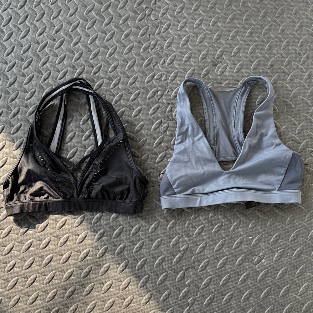 Victoria's Secret Black and Gray Sports Bras with Racerback Design
